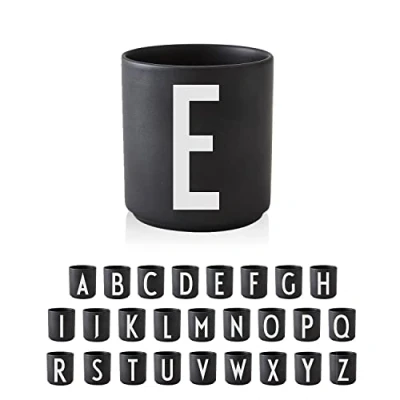 Image of Design Letters Coffee Cup (A Z) Gift for Christmas Men &amp; Women Porcelain Mug Personalised Initial Decorations/Table Decoration Letter Black 250 Ml