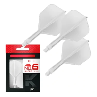 Image of TARGET Darts K Flex Integrated Dart Flight And Shaft, No.6 White (Short) Pack Of 3 No 6, Precision Moulded 2 In 1 Flights Stem Professional Accessories