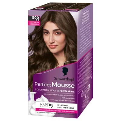 Image of Schwarzkopf Perfect Mousse Permanent Hair Colour Foam, Ammonia Free Chestnut 500