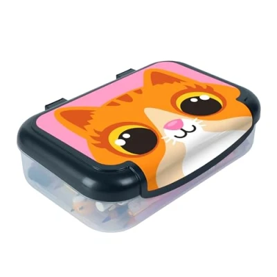 Image of ZIPIT Recycled Plastic Pencil Box for Girls Case School Large Capacity (Kitty)