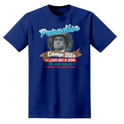 Image of Carry on Camping Paradise Camp Site A Pound Advertising T Shirt Blue XXL