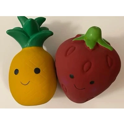Image of Surrey Feed Latex Fruit Dog Toys (Pack of 2) Pineapple/Strawberry