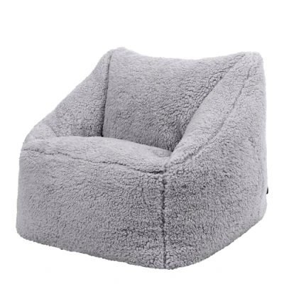 Image of icon Kids Bean Bag Chair, Grey, Teddy Bear Fleece Armchair, Fluffy with Filling Included for Girls and Boys, Childrens Nursery Décor, Playroom Bedroom Accessories