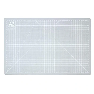Image of Artway A3 Cutting Mat Self Healing Double Sided Grid Markings in Centimetres/Inches, Grey
