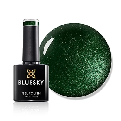 Image of Bluesky Gel Nail Polish, Dark Green Sparkle 80541, Dark, Green, Glitter, Long Lasting, Chip Resistant, 10 ml (Requires Curing Under UV LED Lamp)