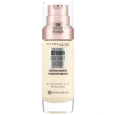 Image of Maybelline Dream Radiant Liquid Foundation With Hyaluronic Acid And Collagen, Lightweight, Medium Coverage, 03 True Ivory, 30 ml, Pack Of 1