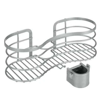 Image of Metaltex Viva Polytherm Coated Bathroom Shower Caddy with Pole Grip, Silver, 29 x 12 11 cm
