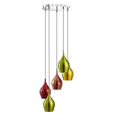 Image of Vibrant 5 Light Cluster Pendant Coloured, E14