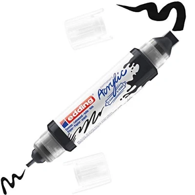 Image of edding 5400 acrylic 3D double liner black 1 colour tube 2 nozzles 3,5 10mm paint for canvas, painting boards and wood waterproof acrylics in artist quality colours