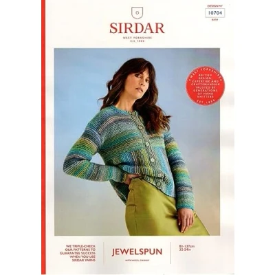 Image of Sirdar Jewelspun Chunky Knitting Pattern 10704 Ladies Cardigan