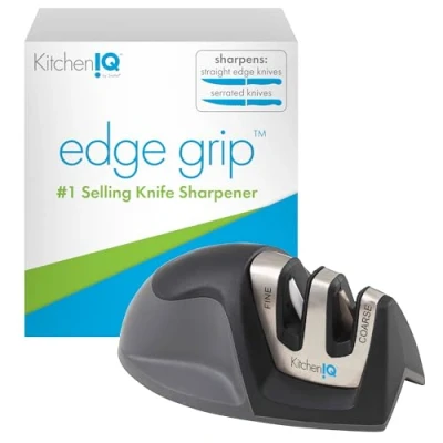 Image of KitchenIQ 50009 Edge Grip 2 Stage Knife Sharpener, Plastic, Black