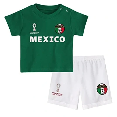 Image of FIFA Unisex Kinder Official World Cup 2022 Tee &amp; Short Set, Toddlers, Mexico, Team Colours, Age 3, Green, Medium