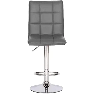 Image of EVRE Cuban Bar Stool Adjustable Swivel Gas Lift for Pubs Counters Kitchens Breakfast Bars Double Stitched Square Decoration With 360 Degree (Grey)