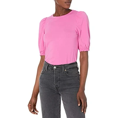 Image of Amazon Essentials Women&#039;s Classic Fit Puff Short Sleeve Crewneck T Shirt, Bright Pink, XS