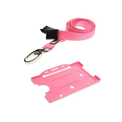 Image of Pink ID Card Badge Holder Lanyard Neck Strap with Metal Clip &amp; Safety Breakaway Release for Pass by It