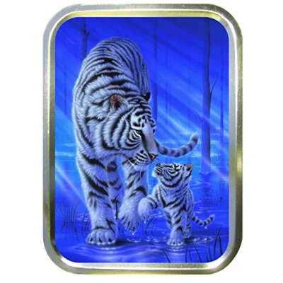 Image of TEEZ Blue Tiger 2oz Gold Tobacco Tin,Baccy Tin, Smoking Tin