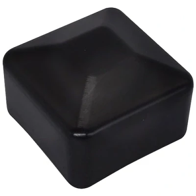 Image of SKIR&#039;CO (20 pcs) Fence Post Caps, Square 40 x mm Black Plastic Caps for Posts, RAL 9005 Colour