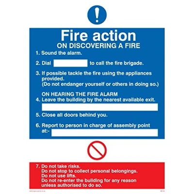 Image of Viking Signs MF325 A5P V &quot;Fire Action On Discovering A Fire&quot; Sign, Vinyl, 200 mm H x 150 W