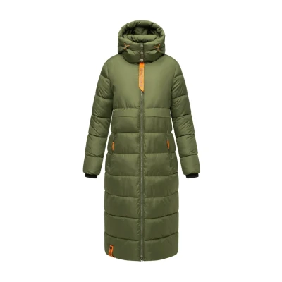 Image of Navahoo Women&#039;s Winter Coat Warm Quilted with Hood Crystal Flower XS 3XL, Pine Olive, S