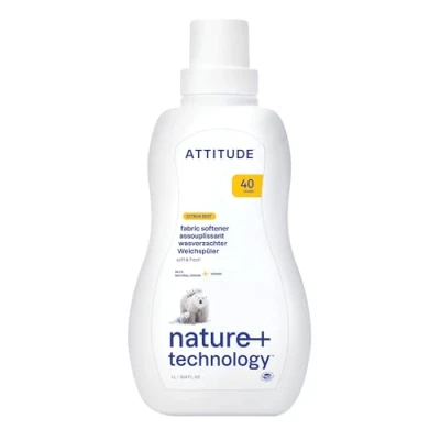 Image of ATTITUDE Laundry Fabric Softener Liquid, Vegan and Naturally Derived Detergent, Plant Based, HE Washing Machine Compatible, Citrus Zest, 40 Loads, 1 Liter