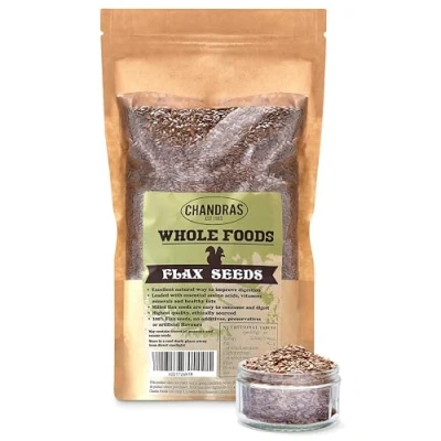 Image of Chandra Whole Foods Flax Seeds 1KG Low Carb High Fibre for Breads, Pasta, Cereals &amp; Smoothies Gluten Free Keto Flaxseed Milled, Rich in Protein, Vitamins Omega 3