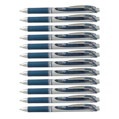 Image of Pentel EnerGel BL77 X Medium Retractable NAVY Ink Rollerball Pen (Pack of 12)