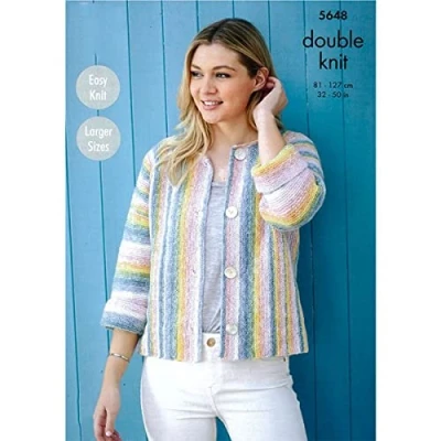 Image of King Cole 5648 Knitting Pattern Womens Easy Knit Cardigans in Bramble DK