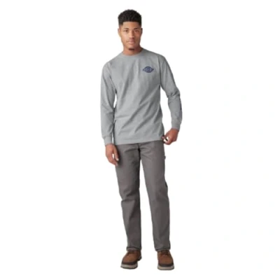 Image of Dickies Men&#039;s Long Sleeve Heavyweight Logo T Shirt Grey, Medium