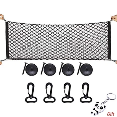 Image of Sicai Cargo Nylon Net, 4 Hooks Car Trunk Universal Net Elastic Mesh Storage Organizer for Kids Luggage SUV,Truck Bed or Trunk, Black