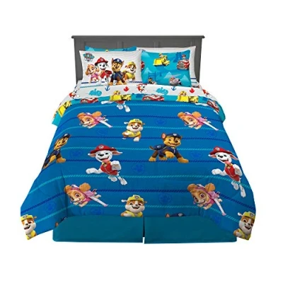 Image of Franco Kids Bedding Super Soft Comforter and Sheet Set with Sham, 7 Piece Full Size, Paw Patrol Boys