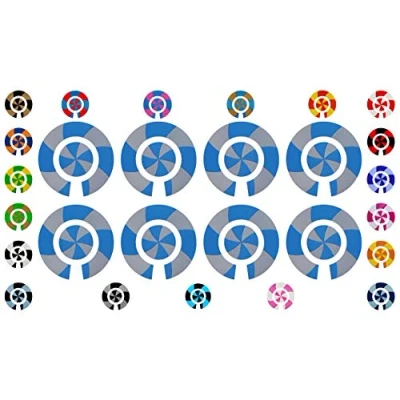 Image of Acclaim Lawn Bowls Identification Stickers Markers 2 Full Sets Of 4 Self Adhesive Graduated Spiral (Royal Blue/Silver)