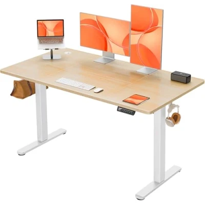 Image of ErGear Electric Standing Desk, Height Adjustable Desk 140 x 70cm, Computer with 4 Memory Smart Pannel, Home Office Splice Board