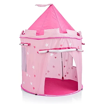 Image of KiddyPlay Girls Play Tent Pink Princess Castle Kids Pop Up Childrens Indoor or Outdoor Garden Playhouse Wendy House With UV Protection Sun Safe For