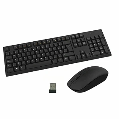 Image of Combrite Wireless Keyboard And Mouse Set UK Layout 2.4GHz Nano USB Receiver for Desktop Computer/PC/Laptop, Black