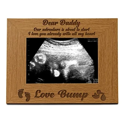 Image of ukgiftstoreonline New Baby Pregnancy Scan Wooden Photo Frame Daddy Gift (5 x 7 Inch)