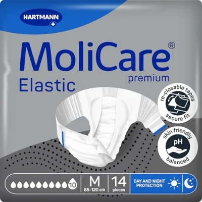 Image of MoliCare Premium Elastic Unisex Disposable Slip: Discreet Use for Woman and Men with Incontinence; 10 Drops, Size M, Pack of 14