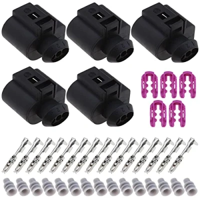 Image of ECSiNG 5 Sets Car 3 Pin Female Connectors with Terminals &amp; Seals Sensor Plug Kit 3D0973703 1J0973703 Auto Waterproof Repair