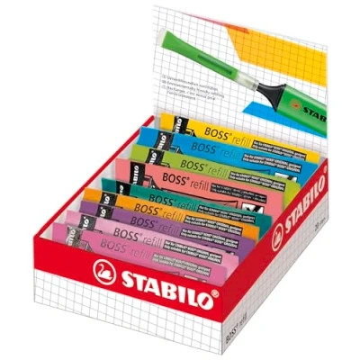Image of Highlighter STABILO BOSS ORIGINAL Refills Pack of 20 Assorted Colours