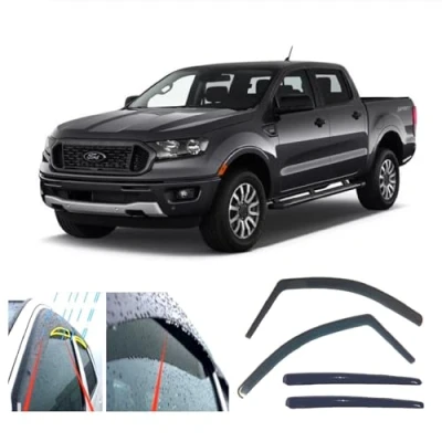 Image of AC WOW 4x Wind Deflectors for Ford Ranger Double Cab (T6) 2011 2012 2013 2014 2015 2016 2017 2018 2019 2020 2021 2022