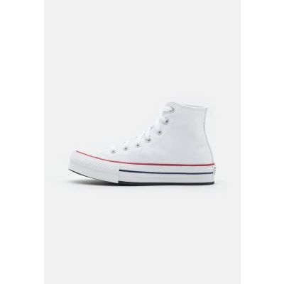 Image of Converse Chuck Taylor ALL STAR EVA LIFT Platform Unisex Hightop trainers for kids, Size: 4.5, White/garnet/navy Textile