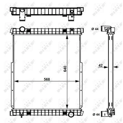 Image of 500361629 Engine radiator NRF 53538 Aluminium 640mm 568mm 42mm without frame Brazed cooling fins IVECO: EuroCargo I III