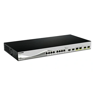 Image of D Link Ethernet Switch, 10 12 Port Gigabit Managed Web Smart Switch w/ 2 RJ45 SFP+ Combo Ports Network Internet (DXS 1210 12SC), Black/Gray