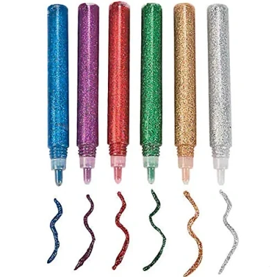 Image of 2 Packs of 10 Shiny Glitter Glue Pens Coloured Sparkly Adhesive Art &amp; Craft Squeezable Set