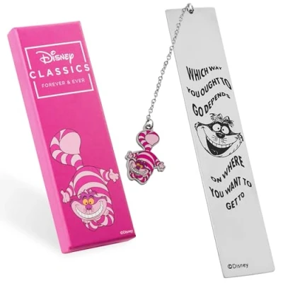 Image of Disney Metal Bookmarks for Women, Inspirational Quote &amp; Charm Gifts Her (Silver Cheshire Cat)
