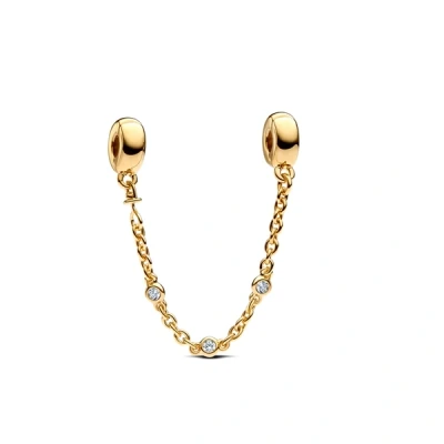Image of Pandora Gold Triple Clear Stone Safety Chain