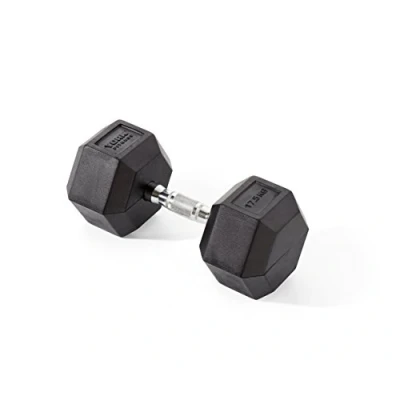 Image of York Fitness Unisex Rubber Hex Dumbbell, Black, 22.5kg (Single)
