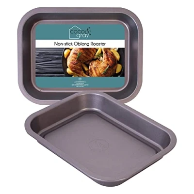 Image of YöL Non Stick Rectangular Baking Tray Roasting Tin for Oven Cooking 25x20x3cm Home Kitchen Baking, Roasting,
