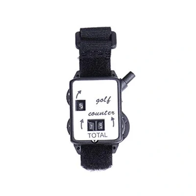 Image of Golf Stroke Counter, Portable Mini Wristband Score Counter Keeper Watch Putt Shot Scorer Black + White