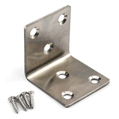 Image of (8 Pieces) Angle Connector Corner Brackets Stainless Steel L Shape Brace for Wood Shelving 40x40x40mm