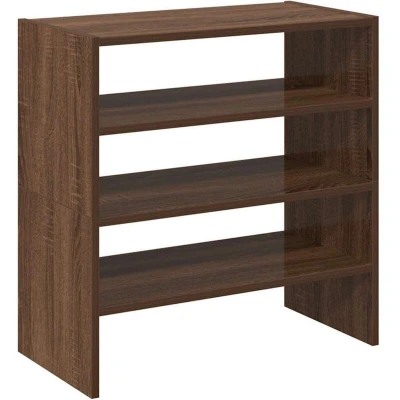 Image of vidaXL shoe racks stackable storage engineered wood shelves for shoes brown oak, modern freestanding organizer 60x30x30.5 cm entryway/bedroom/closet